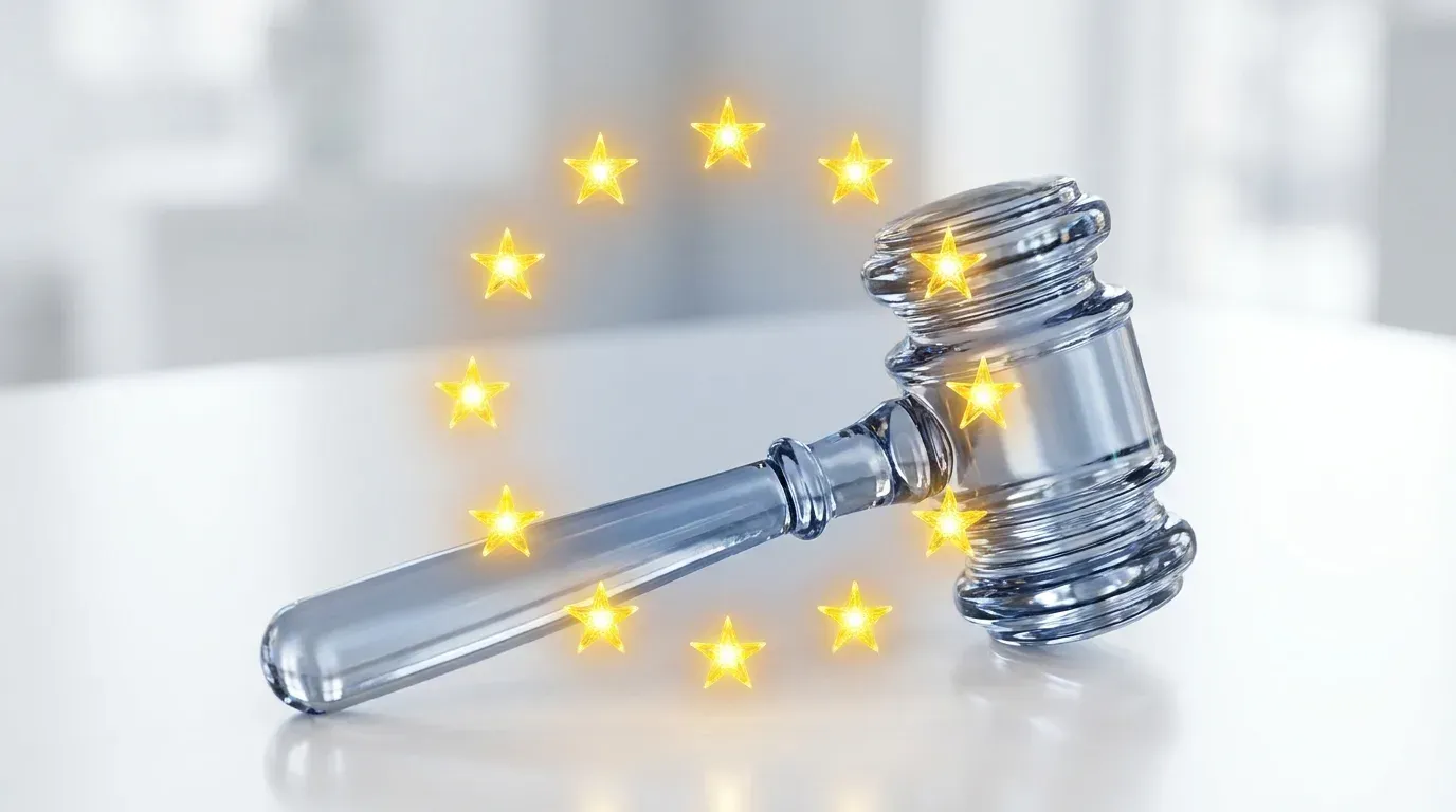 EU AI Act Art. 4: Richterhammer mit EU-Sternenkreis